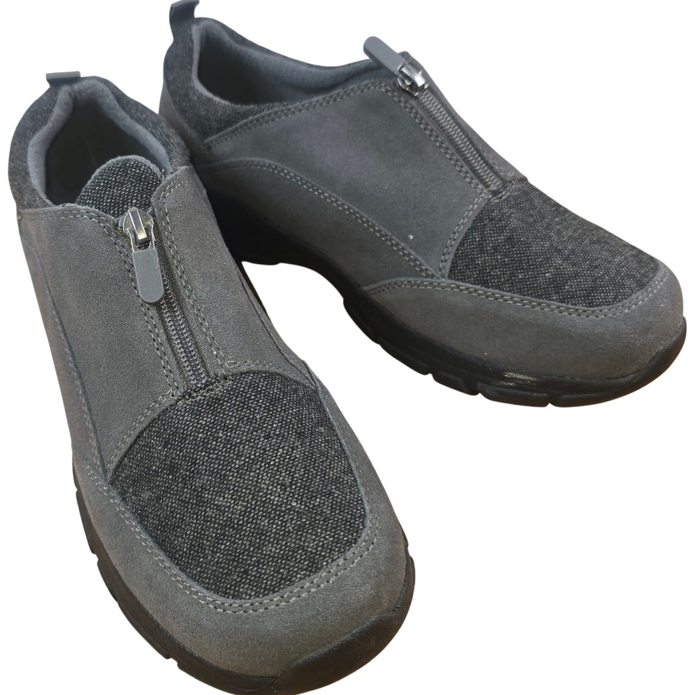 Lands' End Women's 11D Gray Suade texture All Weather Zip slip on hiking Booties